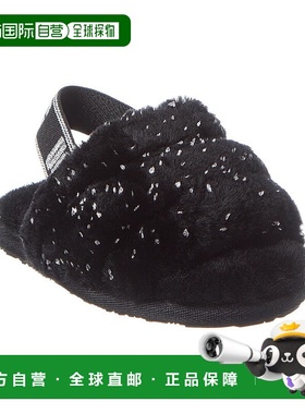 自营UGG Fluff耶金属闪光滑盖-黑色 美国奥莱直发