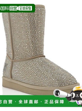 自营philipp pleinMid Flat Boots Stones - beige 美国奥莱直发