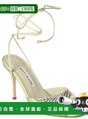 自营 Manolo Blahnik Plumena 90 缎面凉鞋 - 绿色 美国奥莱直发