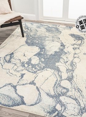 jonathan yMarmo Abstract Marbled Modern Area Rug - 蓝色/奶油