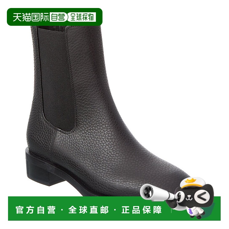 自营Stuart Weitzman Lenora Leather Chelsea Bootie - black 美