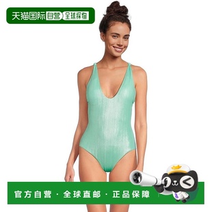 自营BECCA Oragami Swimsuits Women's Aqua Sea Textured Knott