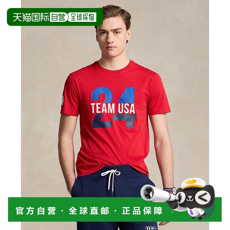 自营Polo Ralph Lauren男式红队图案T恤修身FTS135-红色 美国奥莱