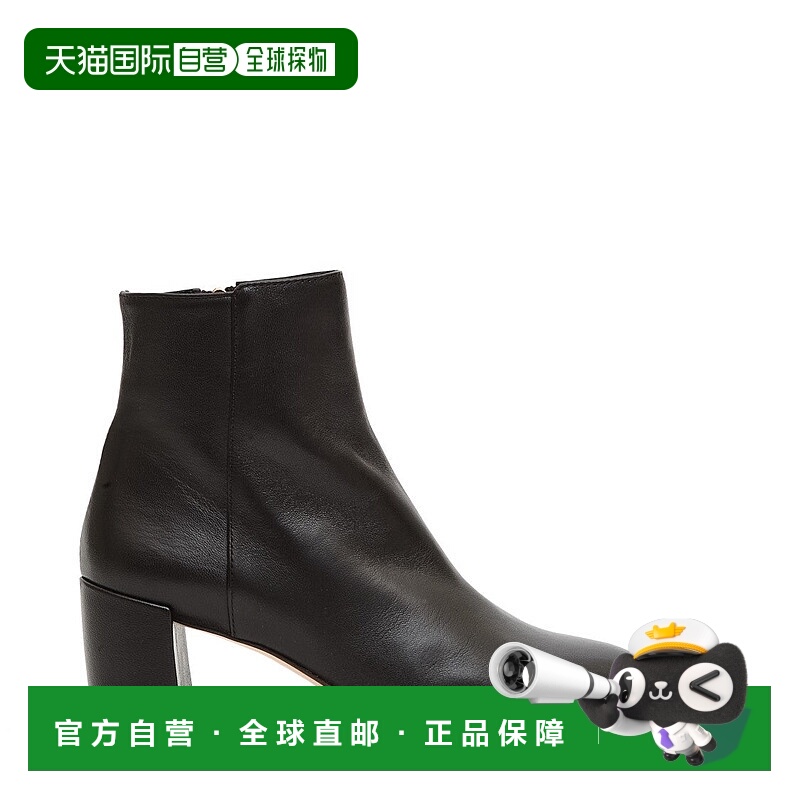 自营aglChocolate Nappa Leather Ankle Boot With 5 Cm Block He