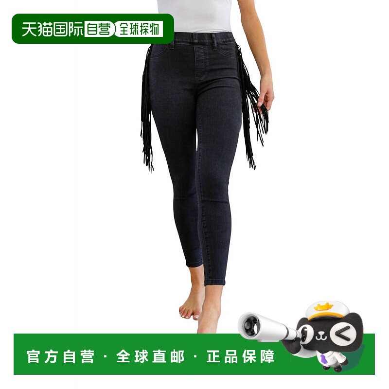 自营 judy blue黑色侧流苏紧身牛仔裤 - 黑色 美国奥莱直发九分裤
