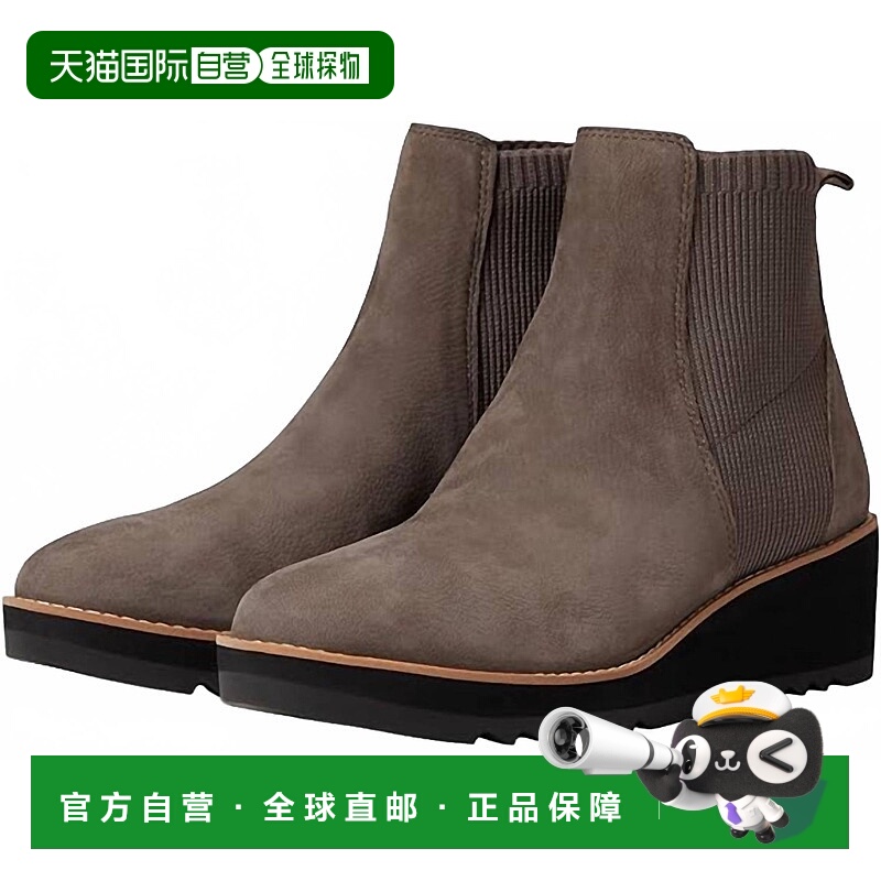 自营eileen fisher女式Lilou再生弹力针织靴,黑麦翻折牛磨砂革