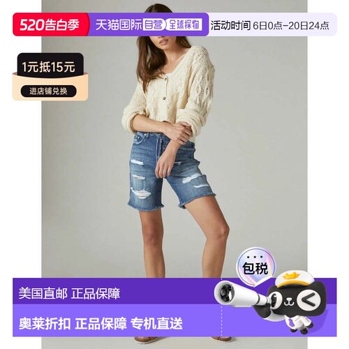 自营Women's Lucky Brand 90s Loose Cut-Off Shorts  Blue Denim