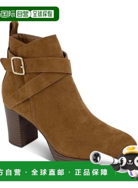 自营Style & Co. Boots Women's Brown Faux Suede Block Heel An