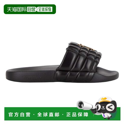 自营burberryMonogram Motif Quilted Lambskin Slides - black