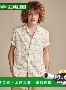 自营Lucky Brand Men's Embroidred Dash Short Sleeve Camp Coll