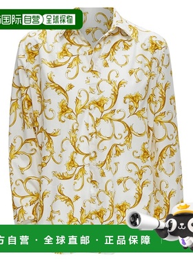 自营VERSACE Barocco Rococo white gold floral leaf print cott