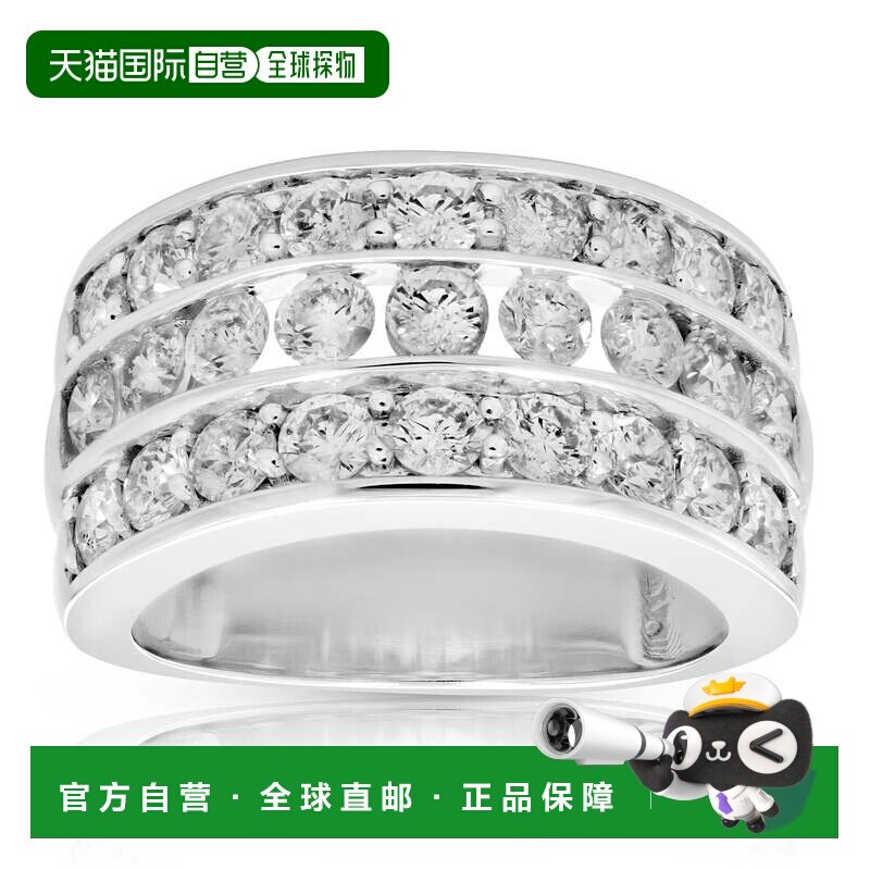 自营 vir jewels2.50 克拉圆形钻石结婚戒指三排 14K 白金通道套