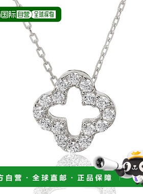 自营 Suzy Levian 方晶锆石纯银三叶草吊坠 - 白色 美国奥莱直发