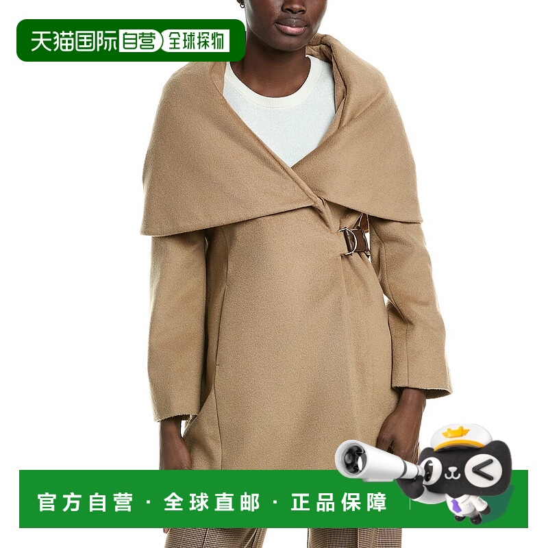 自营Via Spiga   Wool-Blend Hooded Coat - tan 美国奥莱直发