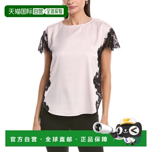 自营Anne Klein Lace Trim Montreal Satin Blouse - black 美国