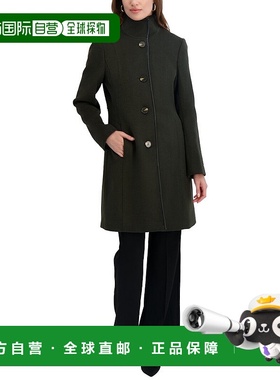 自营Tahari Aubrey Wool-Blend Coat - Green 外套美国直发奥莱