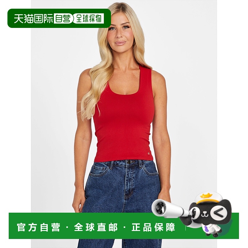 自营 guessMelina Tank-橄榄球红 美国奥莱直发性感修身背心