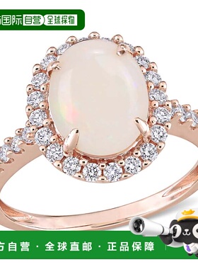 自营mimi & max1 5/8 CT TGW 蛋白石和 2/5 CT TW 14K 玫瑰金钻石