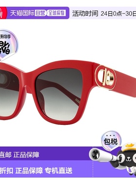 自营 Just Cavalli女式方形通道标志太阳镜SJC037 06XX红色54mm-0
