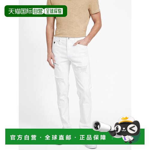 自营guessAvalon Distressed Modern Skinny Jeans - white wash