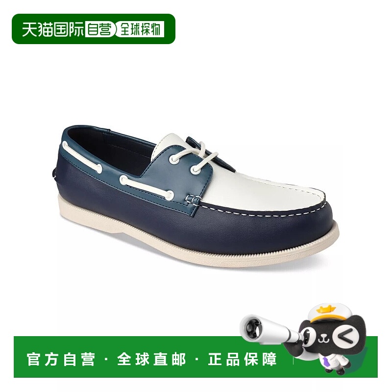 自营 Club Room Elliot 100134206船鞋男式蓝白色聚氨酯Moc鞋头MK