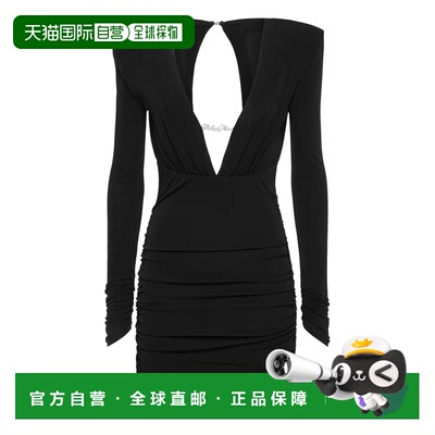 自营philipp pleinLong-Sleeved Mini Dress - black 美国奥莱直