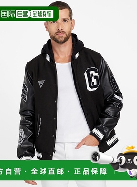 自营guessLark Varsity Jacket - black 美国奥莱直发外套夹克