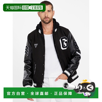 自营guessLark Varsity Jacket - black 美国奥莱直发外套夹克