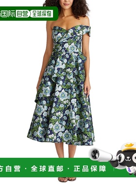 自营 Theia Tatum Peplum A字型迷笛连衣裙-蓝色 美国奥莱直发