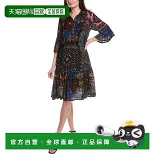 自营Johnny Was Nash烧坏丝绒混纺衬衫连衣裙-黑色 美国奥莱直发