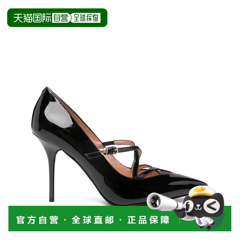自营love moschinoGlossy Black Pumps With Delicate Crisscross