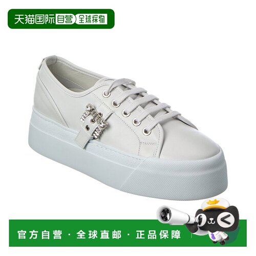 自营Sergio Rossi Twenty Buckle Leather Platform Sneaker - wh