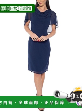 自营MARINA Beaded Midi Dress - navy 美国奥莱直发服饰