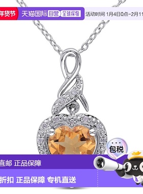 自营 mimi & max1 5/8 CT TGW 钻石和黄水晶心形扭纹吊坠 925 纯
