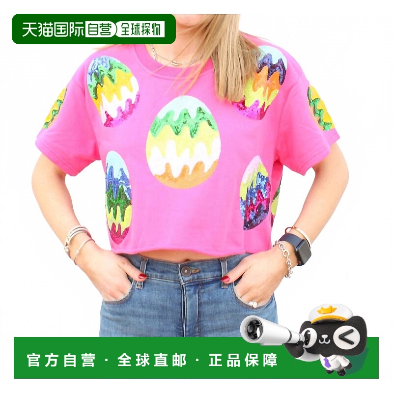 自营queen of sparkles热粉色的Groovy复活节彩蛋上衣 美国奥莱直
