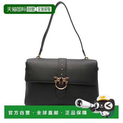 自营pinkoTextured Leather Shoulder Bag - black 美国奥莱直发