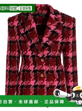 自营Versace Medusa Tweed Check Blazer - parade red/fuchsia