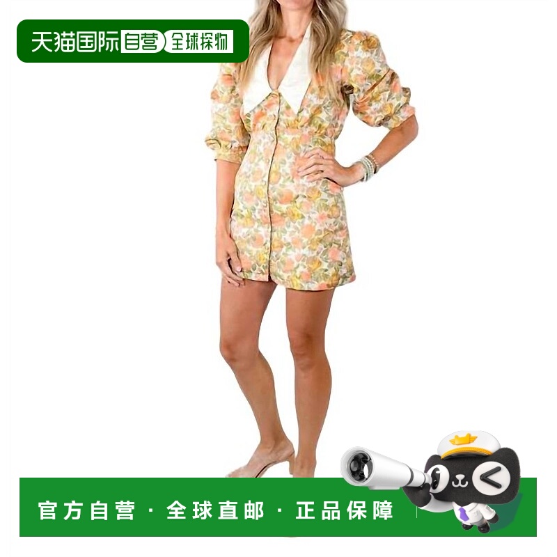 自营 moodie橙色提花花卉迷你连衣裙 - orange 美国奥莱直发