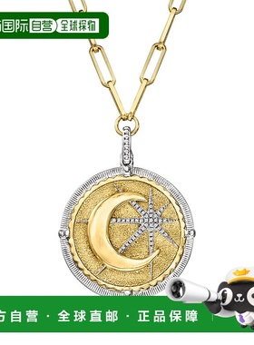 自营 Ross-Simons 2 色纯银钻石月亮和星星吊坠项链 - 20 英寸 美