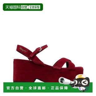 美国奥 红色 自营salvatore ferragamo菲拉格慕系带厚底块跟凉鞋