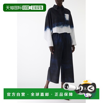 自营jason wubrushed canvas printed wide leg pant with elasti
