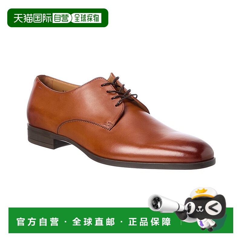 自营 Hugo Boss肯辛顿皮革德比-棕色 美国奥莱直发男鞋德比鞋