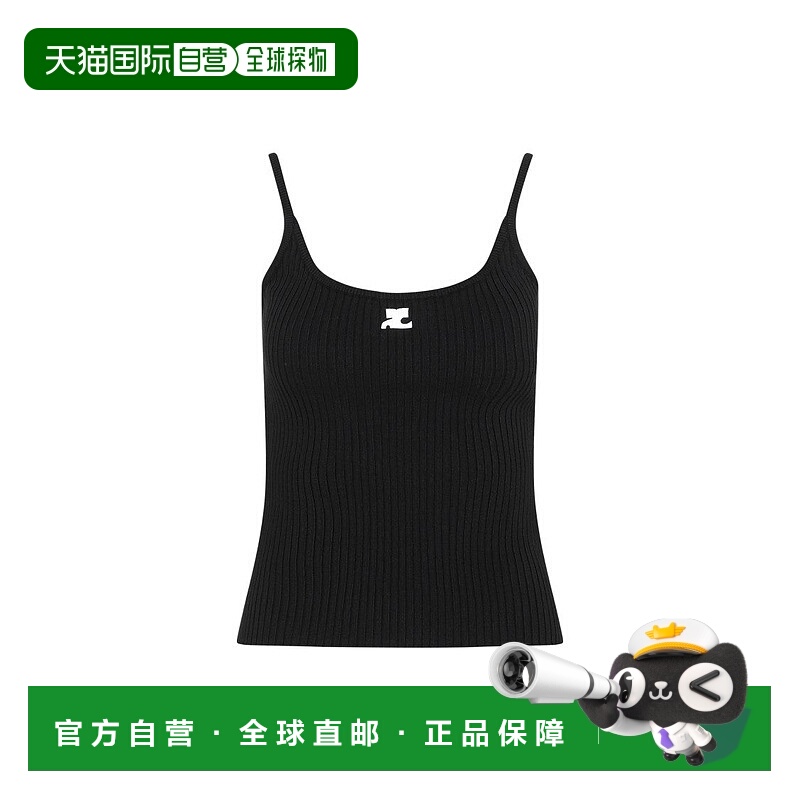 自营courreges黑色罗纹针织背心-黑色 美国奥莱直发