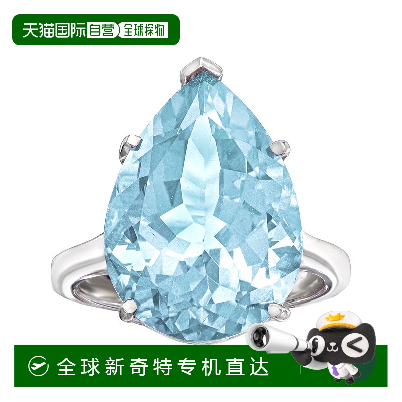 自营 925 纯银 Ross-Simons 天蓝色托帕石戒指 - 蓝色 美国奥莱直