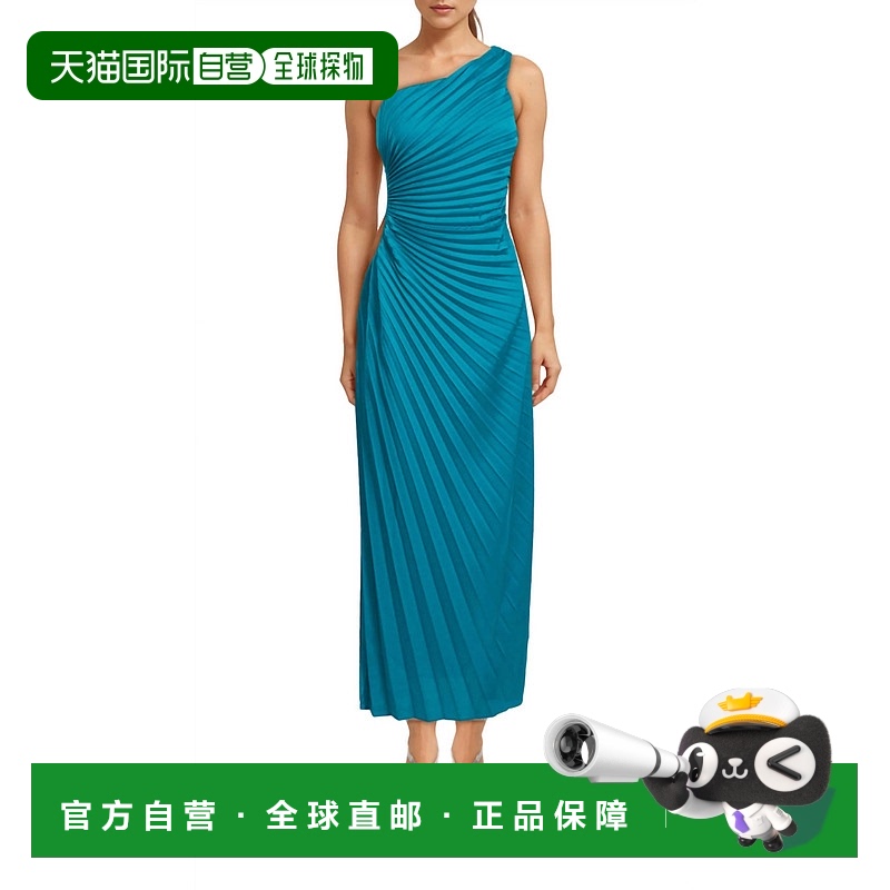 自营 delfi collectiveSolie深青色单肩长款连衣裙 美国奥莱直发