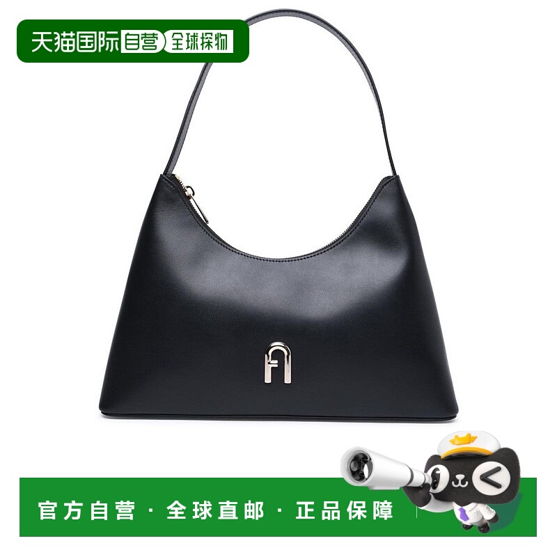 自营furla'Diamante' Black Calf Leather Bag - black 美国奥莱