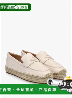 自营Women's Coach Camilla Flats Chalk Leather Slip On Espadr
