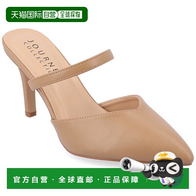 自营 Journee Collection女式Yvon自然色尖头骡子高跟鞋-carmel