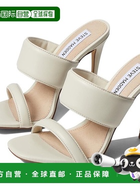 自营 Steve Madden Swan女式骨皮革拖鞋细高跟鞋JOBB800-白色 美