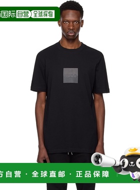 1h可退 香港直邮潮奢 boss 雨果 男士 黑色 Cotton Jersey Split